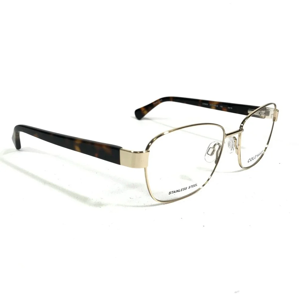 Cole Haan Eyeglasses Frames CH5008 717 GOLD Tortoise Square Wire Rim 52-17-135